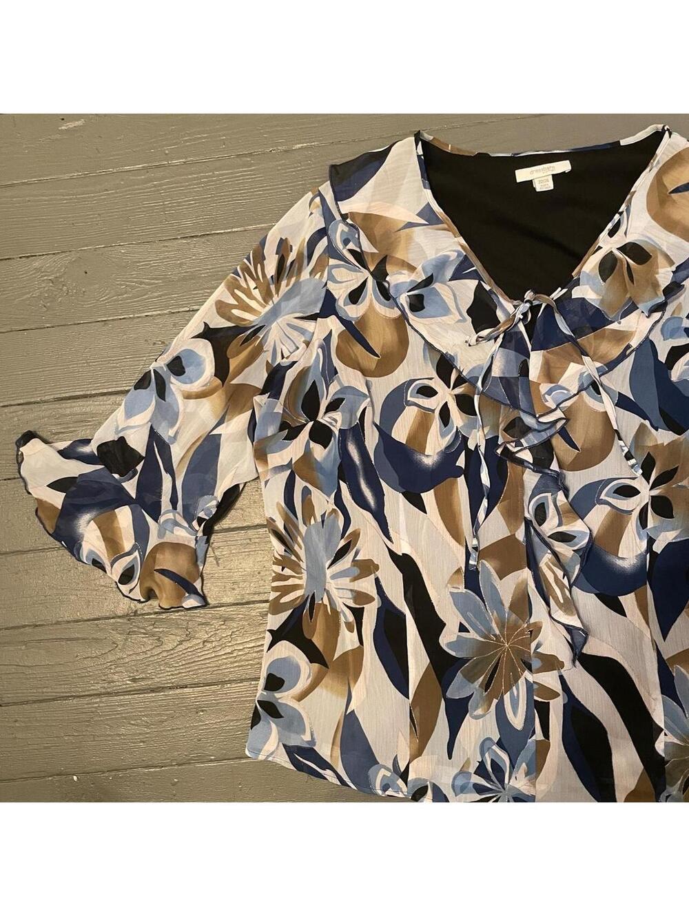 Dressbarn Women's Multi and Blue Blous